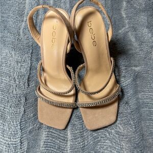 Bebe Calliope Rhinestone Stiletto Heels – Nude/Beige